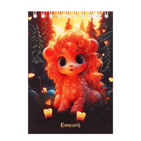 Notepad A6 "Golden Baby", 48 sheets in a cage, cover of shaking cardboard, sparkles