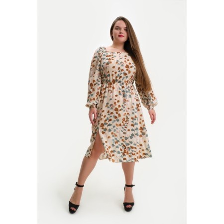 Women's dress with a cut Mist Plus-Size, size 56, beige color-4