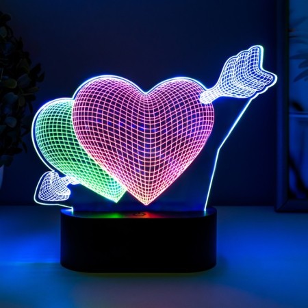 Sensor lamp "2 hearts" LED USB (90cm) from 3xa Black Black 18x5.5x18 cm-2