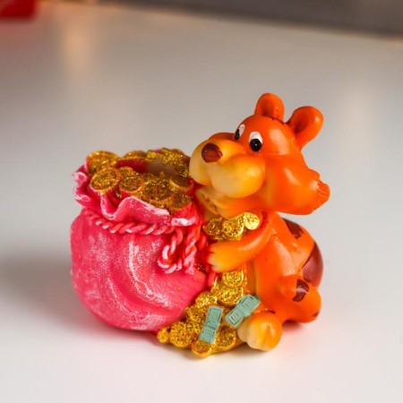 Piglite Polystone "Red Tiger with a barrel/bag of gold coins" MIX 9.5x7.5x10 cm-2