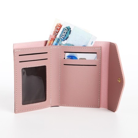 Women's wallet on the button, pink color-4