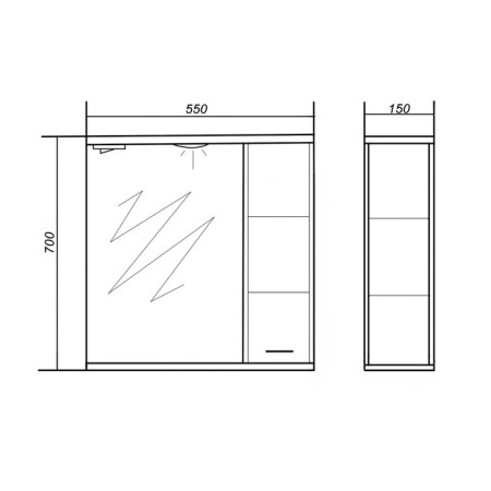Cabinet-mirror prestige (with backlight) right 55 15 cm x 55 cm x 70 cm-2