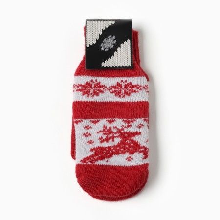 Women's mittens, red/white color, size 20-22-3