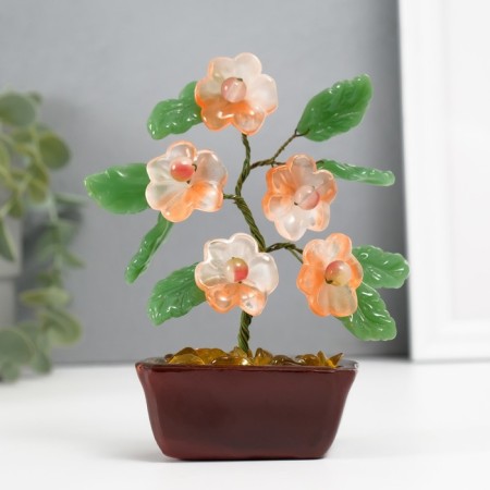 Bonsai Souvenir "Flower tree" Pink 5 flowers 7x5.2x13 cm