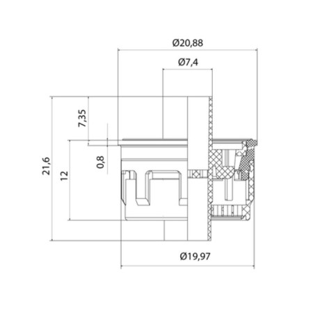 IDDIS 996P22A4SM, filtered water channel, D = 22 mm, ABS plastic-6