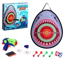 Darts with Blaster Shark, shoots soft bullets, balls and darts on Velcro