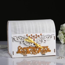 Wedding bank 25.5x16x19 cm, white with gold, not assembled