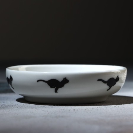 Ceramic cat saucer, 7.6 x 2 cm, white color-1