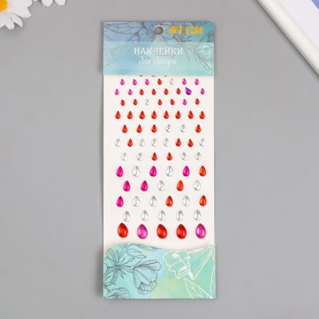 Stick plastic rhinestones "droplets of different sizes" mix 9x16.5 cm