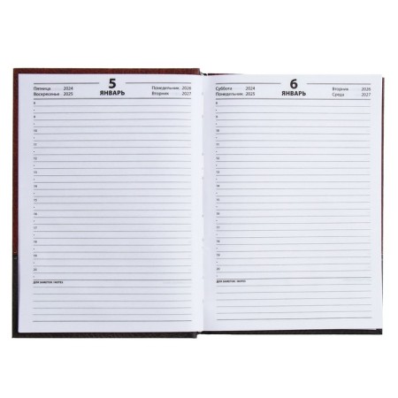 The diary half -dated for 4 years A5, 192 leaf "Bordeaux leather", silk, hard cover-8