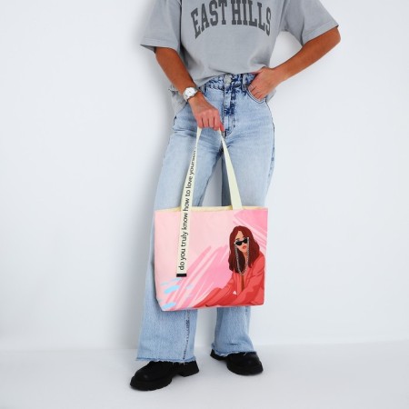 Bag-shop BE YOURSELF without lightning with lining, pink color-2