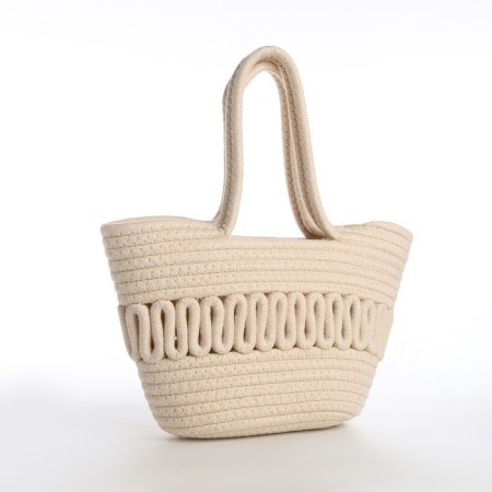Female wicker bag without fastening, milk color-2