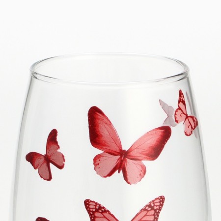 Vase for flowers "Butterflies" glass, transparent, 26 cm.-3