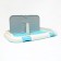 Dog toilet 67 x 46 x 8 cm, with a wall, a removable grill and a column, blue