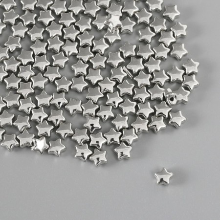 Beads for creativity plastic "Stars" set of 150 pcs silver 0.6x0.6x0.4 cm-1