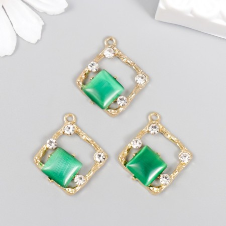Decor for creativity metal, rhinestones "Rhombinitis" 2.6x2.4 cm-2