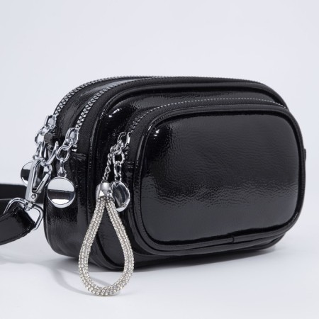 Bag Cross-Bodi with a zipper, black color-2