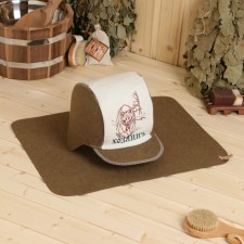Set for the bath: the hat and rug 