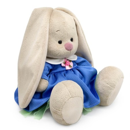 Soft toy "Bunny Mi", in a blue dress with roses, 23 cm-1