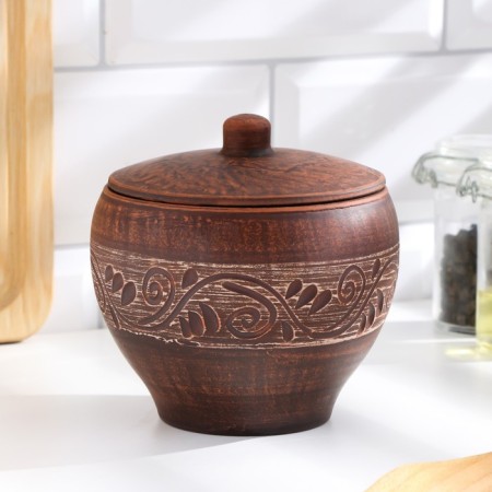 A pot for hot "Ornament", 0.7 l, 13x14x14cm, Angob