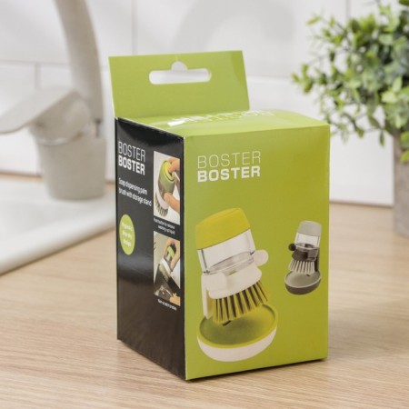Brush with a dispenser for detergent and stand, green color-5