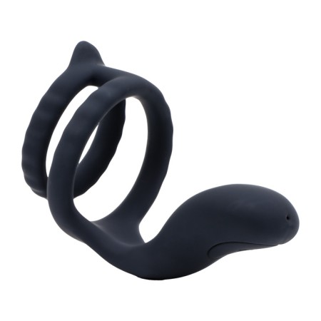 The erection ring of the oka-hoods, double, with vibration stimulation, Soft silicone, black-1