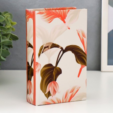 Safe-book wood to the leatherette "Flower and leaves" 17x11x5 cm