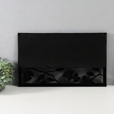 Photo frame plastic in 4 photos 6.5x9, 10x15, 20x15 cm "leaves" black 43x26 cm-2