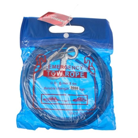 Torso towing cable, metal in PVC braid, 4m, 3 tons, 2 hooks-2