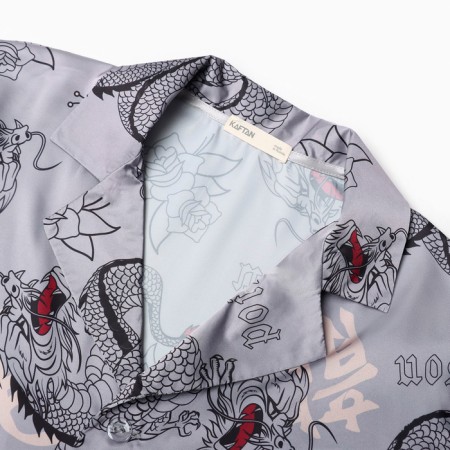 Pajama men's (shirt and trousers) kaftan "Dragon" size 52, gray-5