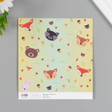 Scrapbooking paper bilateral "Forest animals and mots" density 180 grams set 10 pcs 15.5x17 cm-3