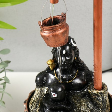 The desktop fountain "Black shiva under the golden jug" 14.5x14.5x30 cm-4