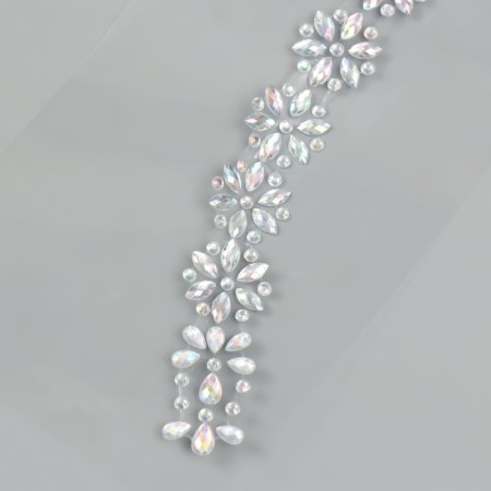 Stick plastic rhinestones for hair "Crystal flowers" 26.5x13 cm-2