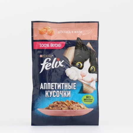 Wet feed Felix delicious pieces for cats, salmon in jelly, spider 75 g