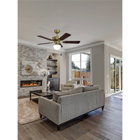 Ceiling fan with CADIZ lamp, 1x40W, E27, steel, brass, glass, white-2