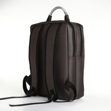 City backpack on a zipper, 2 pockets, with USB, brown color-3