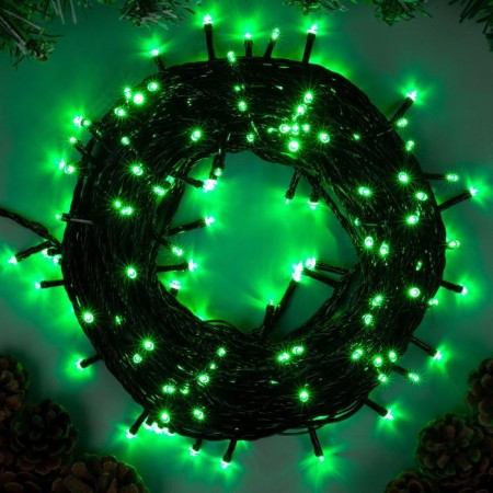 Garland "thread" 20 m, IP20, dark thread, 200 LED, green glow, 8 modes, 220 V