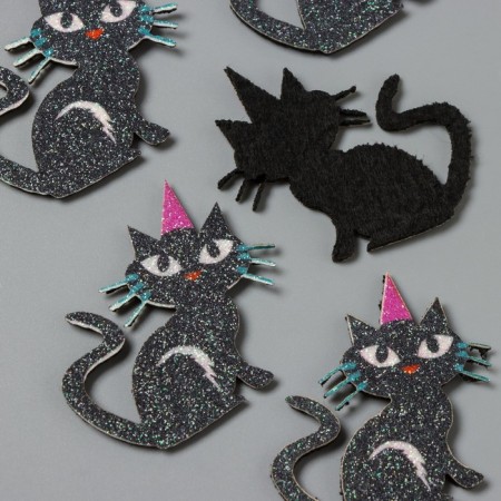 Decor for the creativity of the felt shine "Black cat" 5.5x4 cm