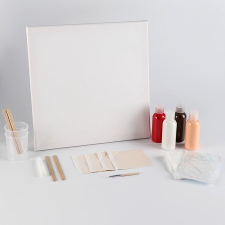 Set for creativity. Drawing by acrylic on canvas with a hollow "Sunset"-3
