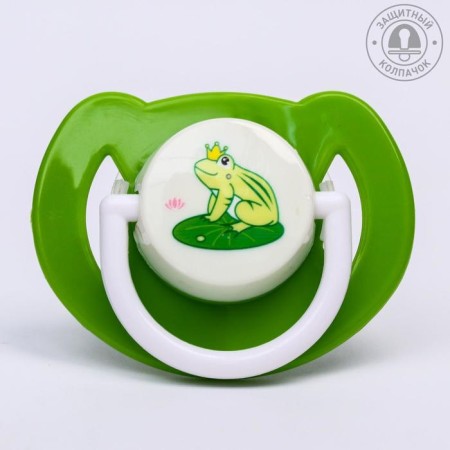 Nipple - orthodontic dummy, silicone, +6 months, with a cap “Frog”, green color-1