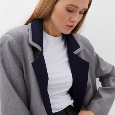Women's jacket with contrasting collar Minaku: Casual Collection Color gray, river 52-7