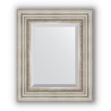 Mirror with fatset in the baguette frame - Roman silver 88 mm, 46 x 56 cm, evoForm
