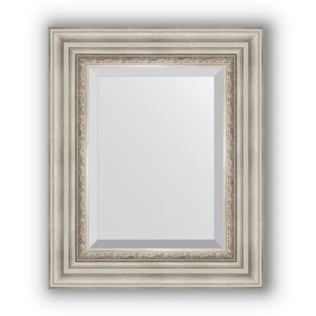 Mirror with fatset in the baguette frame - Roman silver 88 mm, 46 x 56 cm, evoForm
