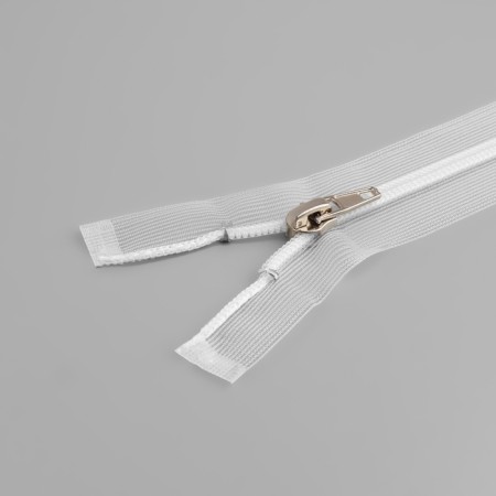 Lightning spiral, No. 5, connective, automatic lock, 50 cm, transparent/white color-1