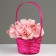 Wicker basket, d17 x 9 x 30 cm, pink, bamboo