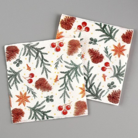 Paper napkins “Happy New Year: cones”, single -layer, 24 × 24 cm, New Year's set 20 pcs.-1
