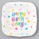 Disposable plate of square paper "Happy Birthday", stars, 16.5x16.5 cm
