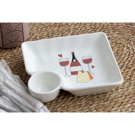 Ceramic dish with a teenerian “Wine”, 18.6 x 17.5 x 4 cm, white color-3