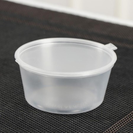 Plastic disposable sauce, 80 ml, with an insoluble lid, the color is transparent-1