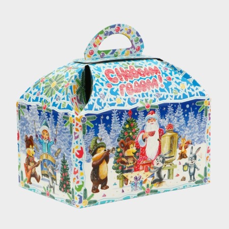 New Year. Gift box "Forest Foreths in the blue" casket of a small 18.5 x 12.5 x 19cm.-1